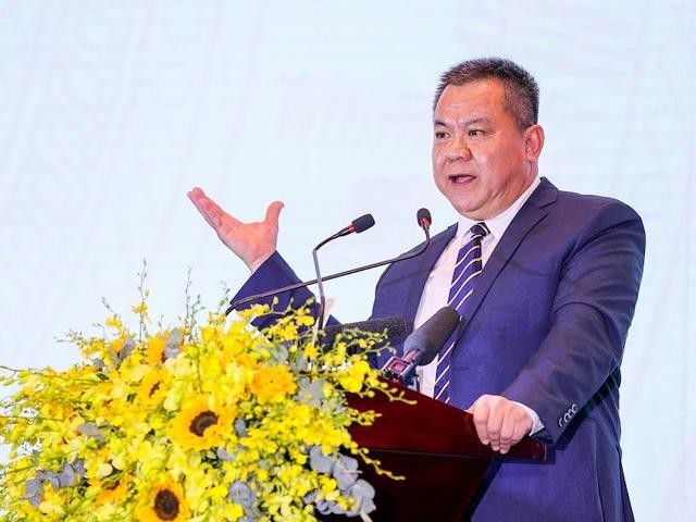 Ông Nguyễn Tâm Tiến, Tổng Giám đốc Trung Nam Group phát biểu ý kiến tại Diễn đàn - Ảnh: VGP/Nhật Bắc