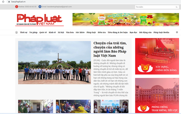 Báo Pháp luật Việt Nam điện tử bị đình bản trong vòng 3 tháng kể từ ngày 8/7. (Ảnh chụp màn hình)