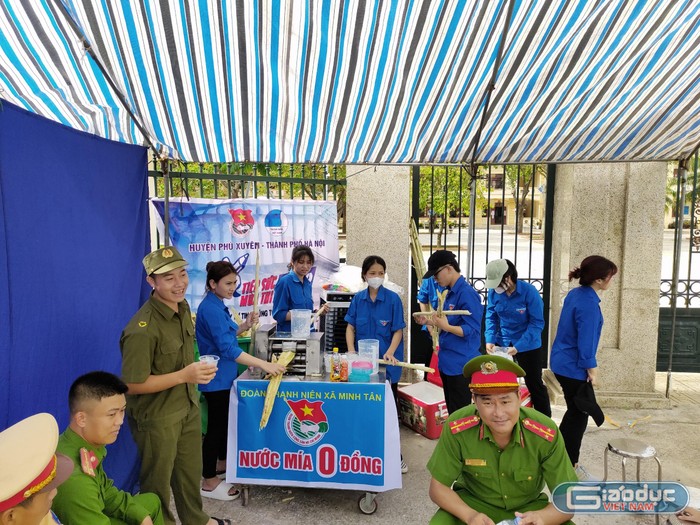 Mô hình “Nước mía 0 đồng” là cách làm mới, sáng tạo được ứng dụng tại điểm thi Trường Trung học cơ sở Minh Tân (huyện Phú Xuyên, Hà Nội). (Ảnh: Nhân vật cung cấp).