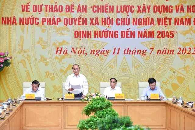 Phát biểu tại Hội nghị, Chủ tịch nước nêu rõ các cơ quan hành pháp đã có nhiều đóng góp tích cực trong phát triển đất nước, hệ thống pháp luật của Việt Nam được đổi mới, bộ máy tinh gọn hơn. Ảnh VGP/Nhật Bắc