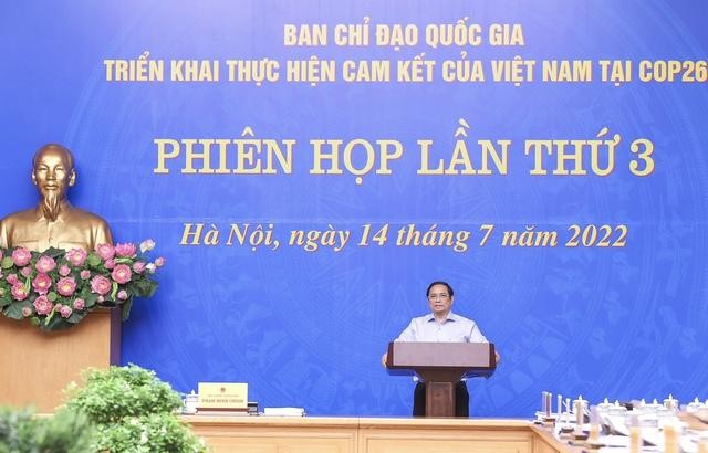Thủ tướng Phạm Minh Chính đề nghị các đại biểu tập trung thảo luận, đánh giá những việc đã làm được, những việc chưa làm được sau phiên họp lần thứ 2 của Ban Chỉ đạo... để tháo gỡ khó khăn, vướng mắc, tạo thuận lợi cho việc thực hiện các cam kết của Việt Nam tại COP26 - Ảnh: VGP/Nhật Bắc