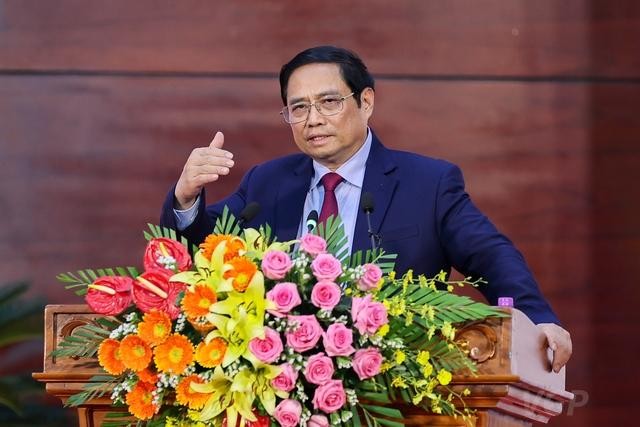 Thủ tướng Phạm Minh Chính dành nhiều thời gian phân tích về các yếu tố nền tảng để Việt Nam nói chung và Hậu Giang nói riêng thu hút đầu tư - Ảnh: CGP/Nhật Bắc