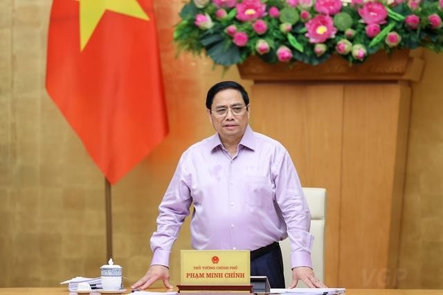 Thủ tướng Phạm Minh Chính phát biểu khai mạc phiên họp Chính phủ chuyên đề xây dựng pháp luật tháng 7/2022 - Ảnh: VGP/Nhật Bắc