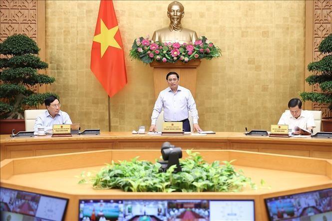 Thủ tướng Phạm Minh Chính chủ trì Phiên họp Chính phủ thường kỳ tháng 7 năm 2022. Ảnh: Dương Giang/TTXVN.