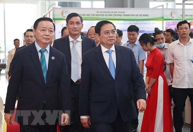 Thủ tướng Phạm Minh Chính đến dự Lễ kỷ niệm 20 năm thành lập Bộ Tài nguyên và Môi trường. (Ảnh: Dương Giang/TTXVN)