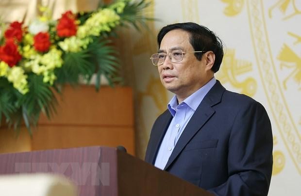 Thủ tướng Phạm Minh Chính phát biểu tại phiên họp. (Ảnh: Dương Giang/TTXVN)
