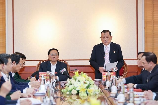 Chủ tịch Hội Cựu chiến binh Việt Nam, Thượng tướng Nguyễn Văn Được báo cáo tại buổi làm việc. Ảnh: VGP/Nhật Bắc