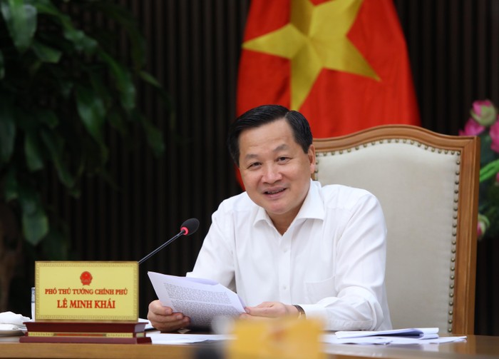 Phó Thủ tướng Lê Minh Khái: Ngân hàng và doanh nghiệp phải &quot;đi chung con đường&quot;. Ảnh VGP/Quang Thương