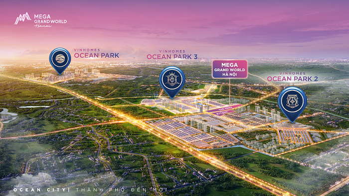 Mega Grand World Hà Nội nằm tại tâm điểm mua sắm – vui chơi – giải trí của Thành phố điểm đến Ocean City.