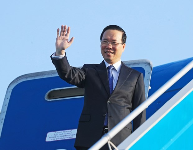 Chủ tịch nước Võ Văn Thưởng rời Hà Nội, lên đường tham dự Diễn đàn cấp cao hợp tác quốc tế “Vành đai và Con đường” lần thứ ba. (Ảnh: Thống Nhất/TTXVN)