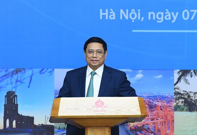 Thủ tướng Phạm Minh Chính, Chủ tịch Hội đồng điều phối vùng Đồng bằng sông Hồng, chủ trì Hội nghị lần thứ hai với chủ đề về quy hoạch vùng thời kỳ 2021-2030, tầm nhìn đến năm 2050. Ảnh: VGP/Nhật Bắc