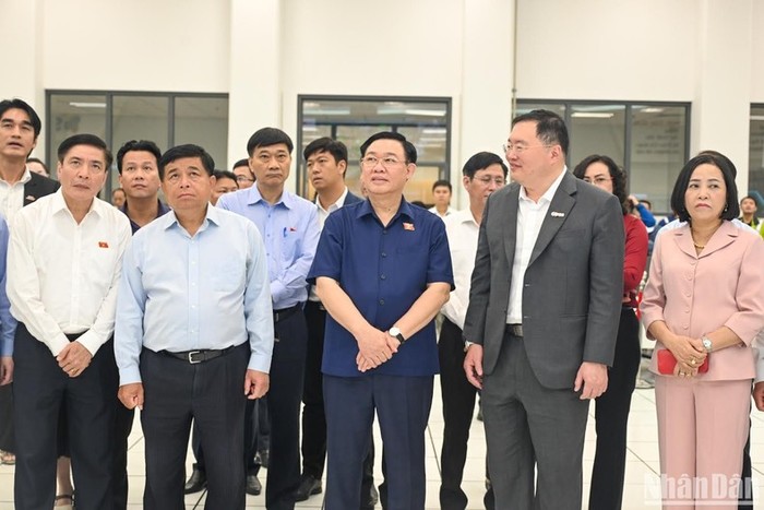 Chủ tịch Quốc hội Vương Đình Huệ và các đại biểu thăm Dự án Tổ hợp hóa dầu Long Sơn. (Ảnh: Duy Linh)