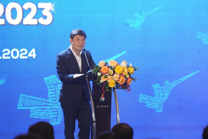 Giáo sư Vũ Hà Văn, Giám đốc Khoa học Quỹ VINIF phát biểu tại Lễ công bố ngày 16/1/2024.