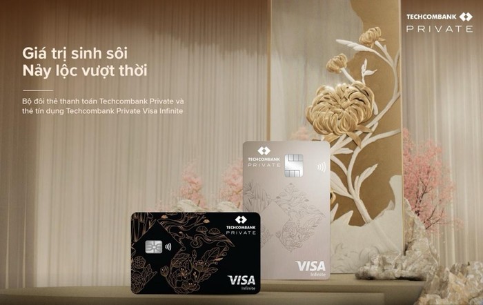 Bộ đôi thẻ thanh toán quốc tế Techcombank Private &amp; thẻ tín dụng Techcombank Private Visa Infinite.