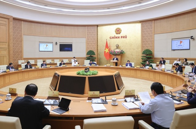 Thủ tướng Phạm Minh Chính chủ trì Phiên họp Chính phủ chuyên đề xây dựng pháp luật tháng 3. Ảnh: VGP/Nhật Bắc