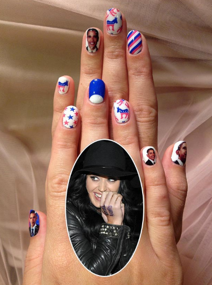 Bộ móng tay ấn tượng của Katy Perry với hình Obama