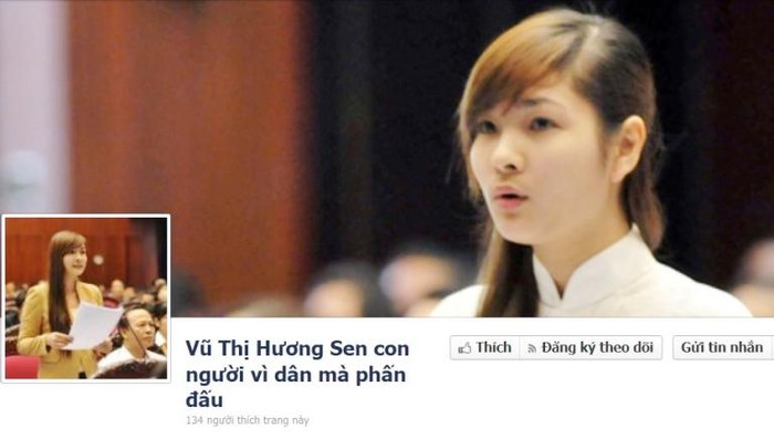 Thậm chí nhiều người còn lập riêng những trang trên facebook để ca ngợi tài sắc nữ đại biểu tuổi trẻ tài cao Vũ Thị Hương Sen