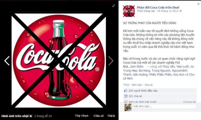 Dấu X để minh họa cho việc NTD sẽ loại trừ Coca-Cola ra khỏi 'menu' nước uống mỗi ngày
