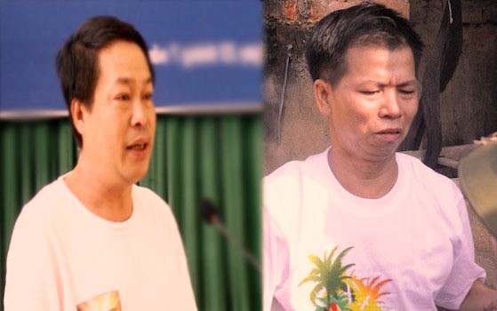 Ông Dương Phúc Thịnh (trái), 1 trong các bị cáo của vụ trộm cổ vật, tại buổi xin lỗi của VKSND tỉnh Bắc Giang ngày 23-7-2008.