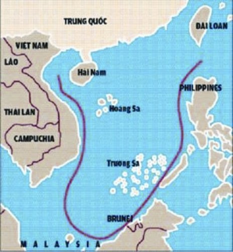 Đường yêu sách chín đoạn của Trung Quốc giống như chiếc lưỡi bò trên biển Đông vẽ sát vào bờ các nước ven biển Đông, vi phạm nghiêm trọng chủ quyền của nhiều nước trong khu vực.