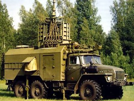 Hệ thống tác chiến điện tử 1L222 Avtobaza lắp trên xe tải Ural-43203