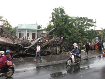 Hiện trường vụ tai nạn (Báo Bình Thuận)