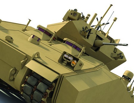 Có thể thấy theo thiết kế, GCV tương lai của quân đội Mỹ sẽ được lắp hai tấm giáp cỡ lớn "cực dày" ốp vào hai bên sườn xe để tăng khả năng bảo vệ.