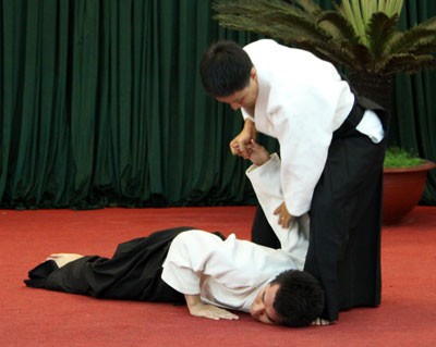 Các giảng viên biểu diễn một số động tác kỹ thuật cơ bản của môn võ Akido