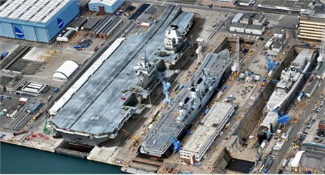 Hình ảnh tàu HMS Queen Elizabeth được tập đoàn quốc phòng BAE System đóng ở Glasgow.