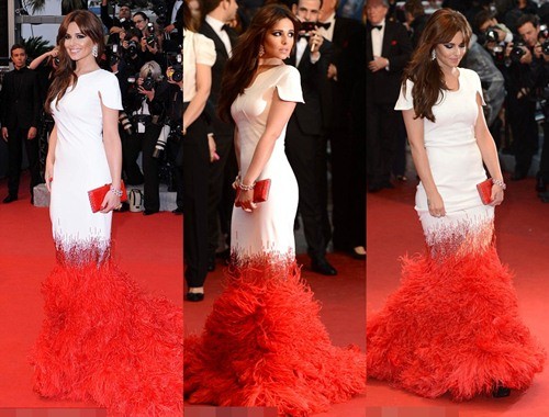 Nữ ca sĩ Cheryl Cole trông như một ngôi sao lớn của Hollywood trong chiếc váy mỹ nhân ngư kết hợp hai mảng màu trắng - đỏ của Stephane Rolland Xem thêm: Sao Hoa ngữ: Hành trình 10 năm "lột xác" trên thảm đỏ Cannes