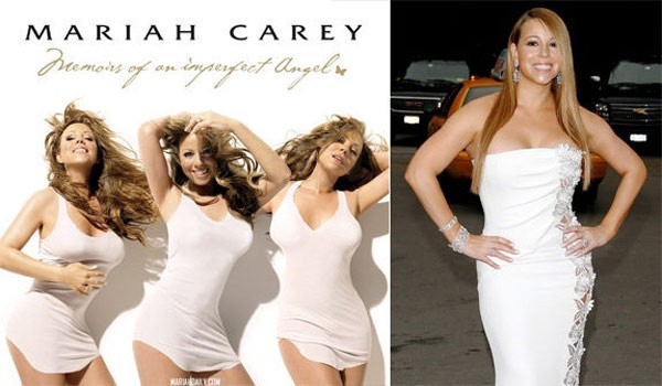 Mariah Carey nổi tiếng với danh xưng Nữ hoàng photoshop. Trên trang bìa album Memoirs of an Imperfect Angel, vòng eo của Carey bỗng nhỏ đi trông thấy, còn ngực lại to hẳn ra. Xem thêm:Sao Hollywood tươi trẻ, sexy với kiểu mặc crop top
