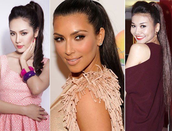 Phương Linh, Kim Kardashian, Thanh Hằng Xem thêm: 3 kiểu tết tóc với khăn rất dễ thương