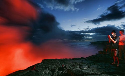 Kilauea (Hawaii) – Núi lửa hoạt động mạnh nhất: Ngọn núi lửa này liên tục hoạt động kể từ năm 1983, phun trào nham thạch vào đại dương.