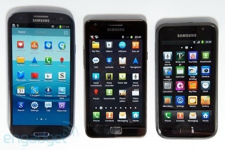 Samsung Galaxy S III và các "đàn anh" Galaxy SII, Galaxy S.