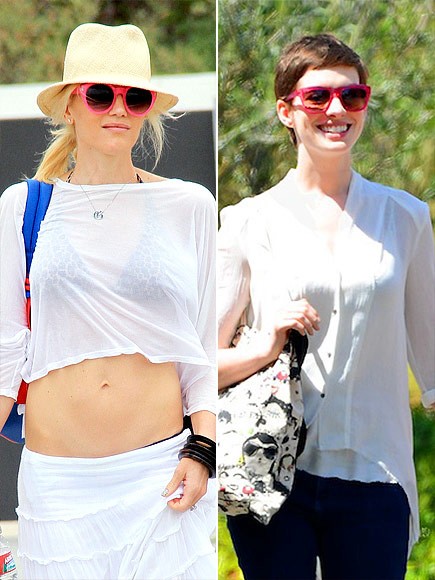 Gwen Stefani và Anne Hathaway đều chung sở thích về chiếc kính hồng.