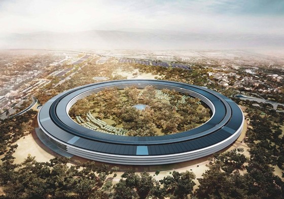 Toàn cảnh trụ sở mới đẹp long lanh của Apple. Đây là tâm huyết của Steve Jobs khi ông trực tiếp giám sát công đoạn thiết kế và quyết định bản thảo cuối cùng.