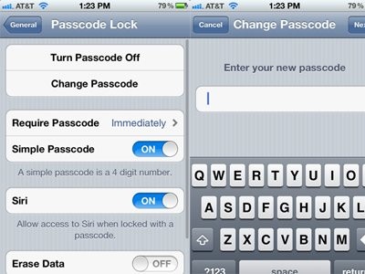 Thiết lập password bằng chữ cái: Việc thiết lập một password bằng chữ cái có thể tăng tính bảo mật cho chiếc iPhone của bạn. Để cài đặt, đầu tiên chọn Setting, tại thẻ General bạn hãy chọn mục “Passcode lock”. Sau đó tắt tính năng “Simple Passcode”, lúc này bạn đã có thể thiết lập password cho mình bằng các ký tự chữ cái.