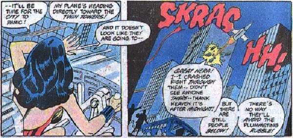 Wonder Woman đã lái chiếc máy bay của mình lao vào WTC.