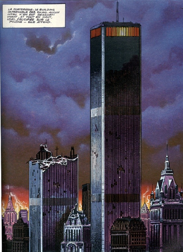 Trong cuốn truyện tranh khác được xuất bản vào năm 1984 cũng đề cập đến vài hình ảnh miêu tả chi tiết những tòa tháp đôi WTC và trụ sở chính của Skins - (chủ nhiệm một ban nhạc huyền thoại) bị hủy hoại.