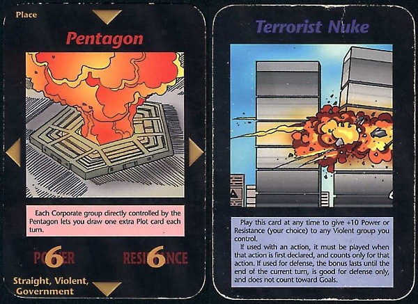 Những tấm thẻ trò chơi của INWO (Illuminati: New World Order) được in vào năm 1993, 1994 bởi Steve Jackson Games.