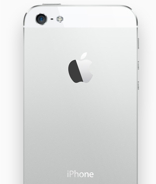 Mặt sau của máy được làm từ hợp kim nhôm thay vì mặt kính bóng như iPhone 4, 4S.
