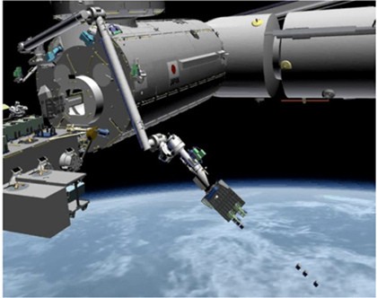 Cánh tay robot của ISS đang giải phóng vệ tinh nhỏ vào vũ trụ