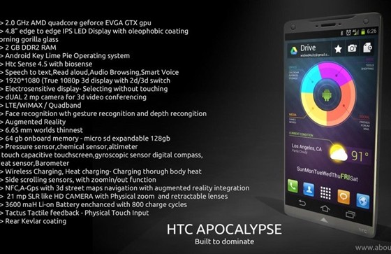 HTC Apocalypse: Nhà thiết kế Rahul Sharma (Ấn Độ) giới thiệu mẫu ý tưởng HTC Apocalypse chạy hệ điều hành Android 4.0.