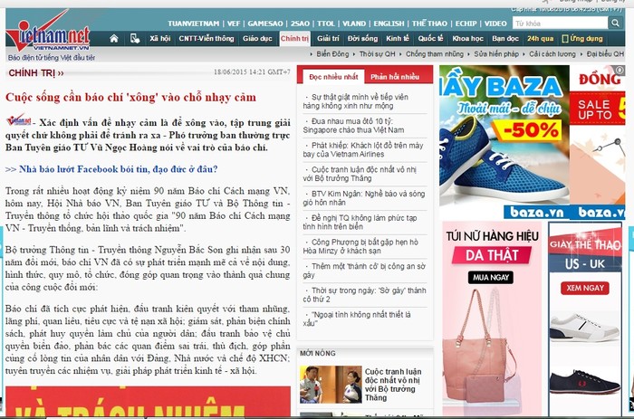 Bài viết trên Vietnamnet.vn