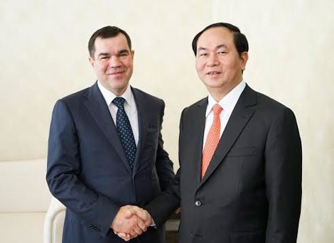 Bộ trưởng Trần Đại Quang và Chủ tịch Ủy ban An ninh quốc gia Cộng hòa Belarus Vakulchik Valery. Ảnh Liêm Trung