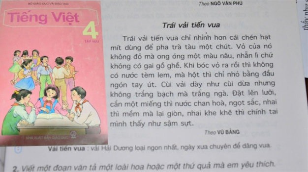 SGK Tiếng Việt lớp 4 - tập 2, trang 51 (NXB Giáo Dục - 2005) vẫn dùng từ “ngọt sắc” (Ảnh: Tuổi trẻ Online)