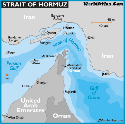 Eo biển Hormuz rất quan trọng đối với vận chuyển dầu mỏ đi các nơi trên thế giới.
