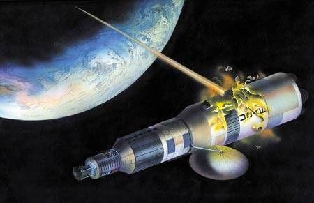 Ý tưởng về vũ khí laser bắn trúng vệ tinh không gian.