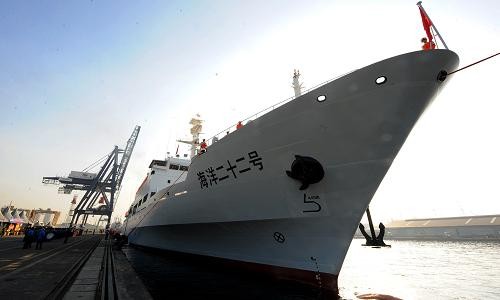 Tàu khảo sát Tiền Tam Cương của Hải quân Trung Quốc tại bến cảng của Indonesia.
