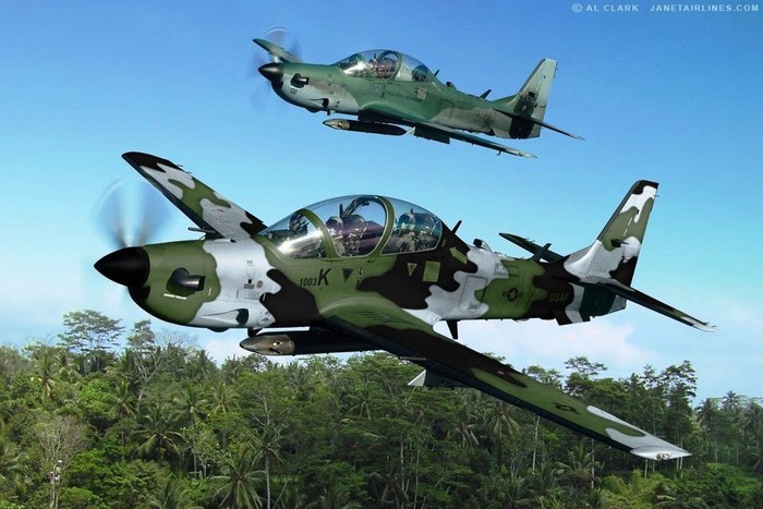 Máy bay chiến đấu EMB-314 Super Tucano của Công ty Chế tạo Máy bay Embraer, Brazil.